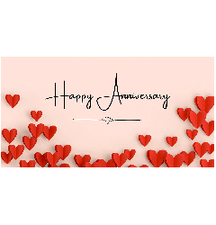 Happy Anniversary Banner With Hearts - 6ft x 3ft