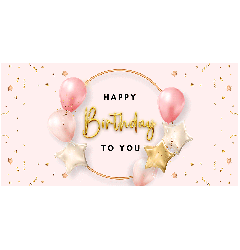 Happy Birthday To You Pink Balloon Banner - 6ft x 3ft