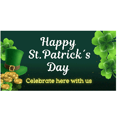 Happy St Patrick's Day - Celebrate Here With Us Banner - 6ft x 3ft