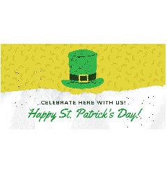 Celebrate Here With Us St Patrick's Day Banner - 6ft x 3ft